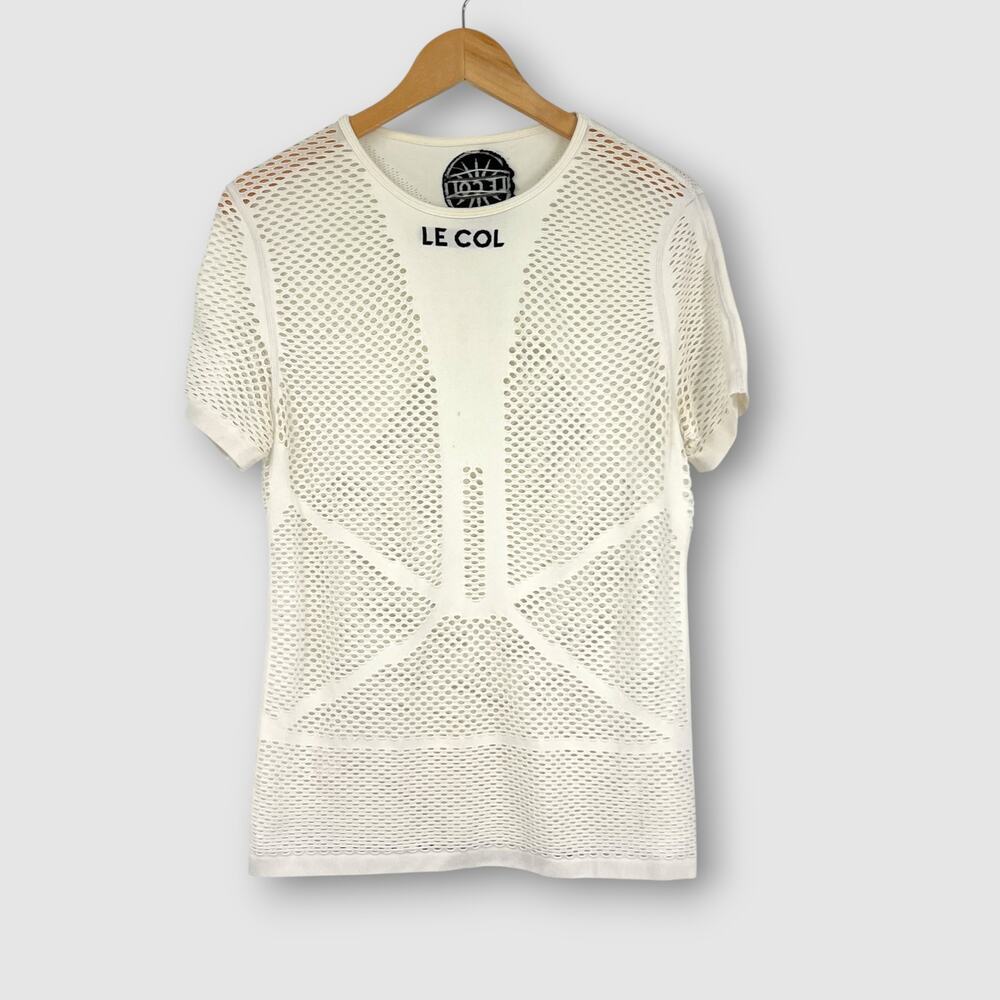 Le Col White Mesh Cycling Base Layer Short Sleeve Top XXL